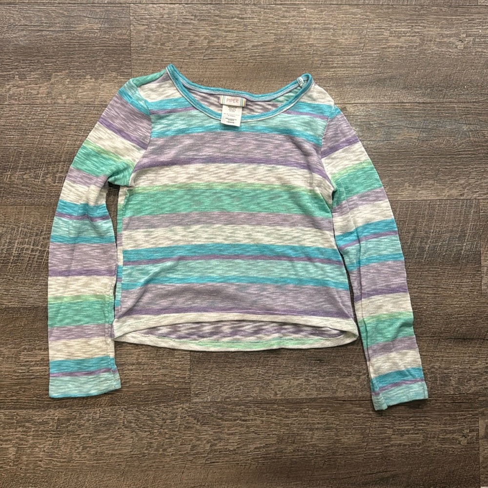 Girls Piper striped sweater lightweight purple/blue/green size large